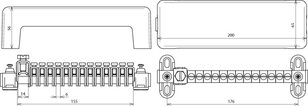Ekvipotenciální přípojnice s krytem 13x 2,5-25mm2, 1x 16-95mm2 DEHN 563030