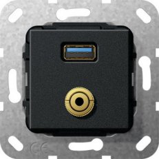USB 3.0 A, mini Gender changer, kr.kabel vložka černá m GIRA 568610