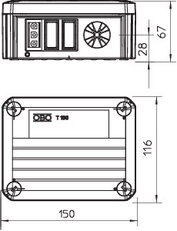 Odbočná krabice OBO T 100 WB 1W3 1S3 se zásuvky Wieland 1w+1s 150x116x67 šedá