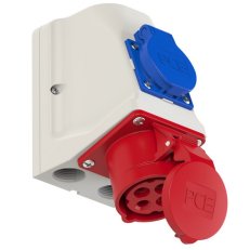 zásuvka průmyslová 4P, 16A/400V, 6h + 16A/230V CZ, IP44, COMBO PCE 9214-6f