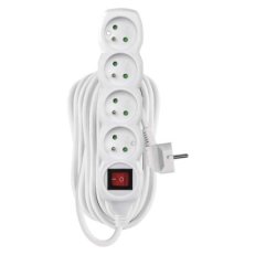 Prodlužovací kabel 10 m 4 zásuvky s vypínačem bílý PVC 1,5mm2 EMOS P1410R