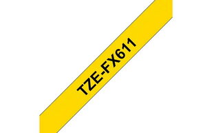 Páska BROTHER TZe-FX611,  žlutá/černá, 6 mm,  s flexibilní páskou