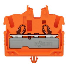 2vodičová průchozí svorka Mini, S ovládacími otvory, 2,5 mm2, Oranžová