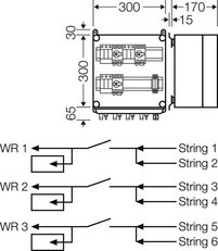 Připojovací skříň FV 6x string, 3x vstup střídače se spínačem HENSEL MI PV 2263