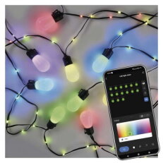 GoSmart LED světelný řetěz 15x párty žárovky 15 m venkovní i vnitřní RGBICWiFi