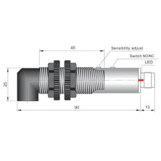Optoelektronický senzor d18 mm AECO FT18-ABR-90 H