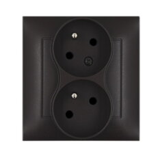 Zásuvka dvojnásobná s uzemněním, pootočená 16A, 250V~, hnědá matná metalizované