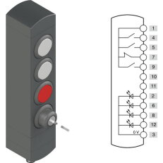 Ovládací jednotka BN 4 prvky (konfigurace A62) Konektor M12,12 pólů, IP65