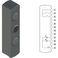 Ovládací jednotka BN 3 prvky (konfigurace B04) Konektor M12,12 pólů, IP65