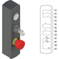 Ovládací jednotka BN 3 prvky (konfigurace B06) Konektor M12,12 pólů, IP65