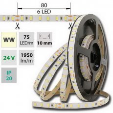 LED pásek SMD5730 WW, 75LED/m,IP20, 5m, 24V