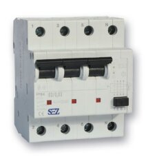 Proudový chránič 4póly, 40A, 300mA, 10kA SEZ KR PFB4 40/0,3