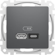 Sedna D/E Dvojitá USB A+C rychlonabíječka 3A 45W, Antracit SCHNEIDER SDD114404