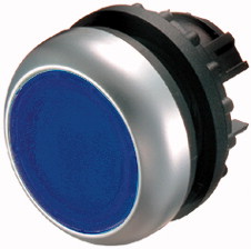 Eaton M22-DL-B Prosvětlená ovládací hlavice, bez aret, kroužek titan, modrá