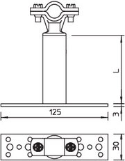 OBO ISO-A-800 Distanční držák ISO, s upevněním, 800mm, Hliník, Alu