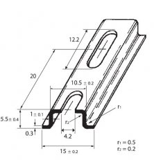 DIN-lista 15x5,5 - perforovaná, šířka 4,2mm 1m SCHMACHTL TS 15/F 1M