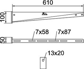 Nástěnný výložník OBO AW 30 61 FT B610mm Ocel žár.zinek