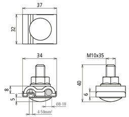 Uni- zemnící svorka se šroubem s plochou hlavou a pojistnou matkou M10