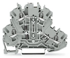Svorka pro moduly dvoupatrová 2 diody 1N4007 šedá 2,5mm2 WAGO 2002-2214/1000-491