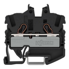 2vodičová průchozí svorka Mini, S ovládacími otvory, 2,5 mm2, Černá