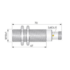 Celokovový indukční senzor AECO SMF18-C5 NPN NC H