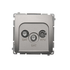 Zásuvka SAT-SAT-RTV koncová, 2x vstup: SAT: 52400 MHz, RTV: 5862 MHz Satén