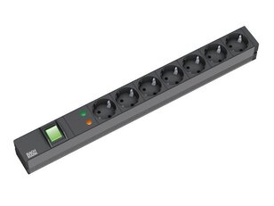Bachman 333.535 19'' 1U 7xCEE7/3 bk 1xswitch 1xOVP power 2,0m CEE7/7