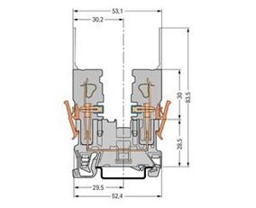 Základní svorka-2piny na DIN lištu 4mm2 šedá WAGO 769-156
