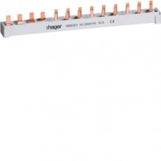 Hřebenová přípojnice jazýčková 10mm2/13mod. pro 4P chránič + 9xjistič MKN/MLN