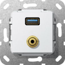 USB 3.0 A mini krátký kabel vložka čistě bílá GIRA 568703