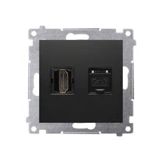 Zásuvka HDMI + počítačová zásuvka RJ45 kat.6, černá matná DGHRJ45.01/49