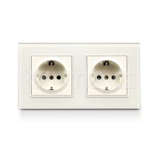 EU Socket 16A Glass Panel 2 Way White ,