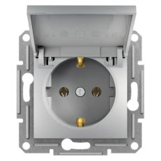 ASFORA Zásuvka SCHUKO 250V 16A, clonky, IP44, alu SCHNEIDER EPH3100161