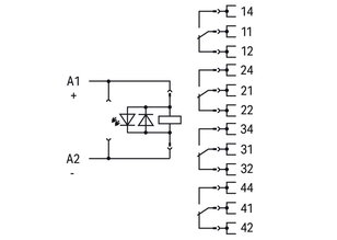Reléový modul, vstupní jmenovité napětí DC 220 V, 4 přepínací kontakty, šedá