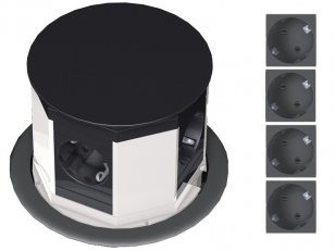 Bachman 904.005 ZásuvkovýVýsuvný sloupek 3x230V 35° 2xRJ45(CAT6)3,0m kabel,černý