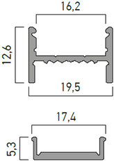 PRF008 SURF. AL. PROFILE DOUBLE CHAMBERS