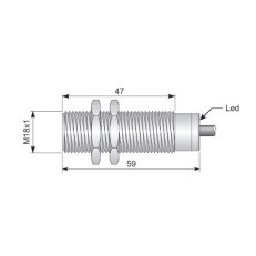 Celokovový indukční senzor AECO SMF18-C5 NPN/PNP NC