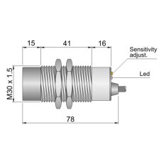 Kapacitní senzor d30 mm AECO SC30SM-CE25 PNP NO+NC LC10