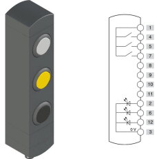 Ovládací jednotka BN 3 prvky (konfigurace A22) 1NO, Konektor M12,12 pólů, IP65