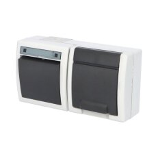 ATLAS 2K IP55 Přepínač č.6+zásuvka 2P+PE vodorovně s ochr. kolíkem, šedý