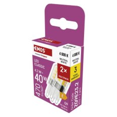 LED žárovka Classic JC, G9, 4,2 W (40 W), 470lm, neutrální EMOS ZQ9E23.2