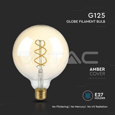 LED Bulb 5W Filament E27 G125 Amber Glass Dimmable 1800K VT-2085D, SKU217415