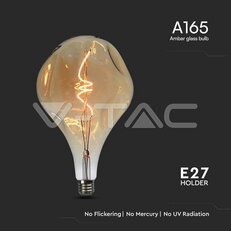 LED Bulb 4W Filament Spiral A165S 2700K Amber Glass VT-2269, V-TAC SKU23168