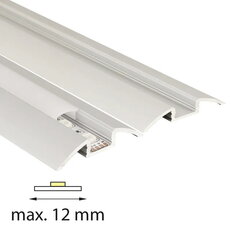 Nášlapný hliníkový profil BH, 52x8 mm, mléčný difuzor, komplet, 2 m