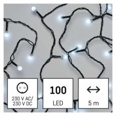 LED vánoční cherry řetěz - kuličky, 5 m, vnitřní, studená bílá