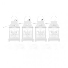 LED vánoční girlanda - bílé lucerny s vločkami, studená bílá EMOS DCLC02