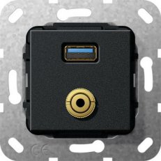 USB 3.0 A mini krátký kabel vložka černá m GIRA 568710