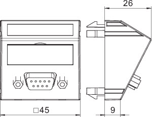 OBO MTS-DB9 S RW1 Multimediální nosič D-Sub9 konektor 45x45mm čistě bílá