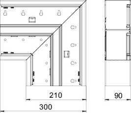 OBO GS-DFF90210RW Plochý roh, pro kanál Rapid 80, 90x210mm, čistě bílá Ocel