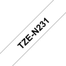 Páska BROTHER TZe-N231, bílá/černá (12mm nelaminované)